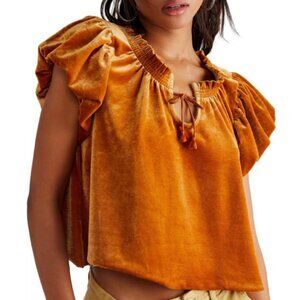 Free People Terese Velvet Top - Pumpkin Pie Color - Size M